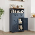 thumbnail image 3 of Farmhouse Blue Storage Cabinet with Barn Doors and Drawers, Freestanding Kitchen Pantry Cabinet, Hutch Cupboard for Kitchen Laundry Living Room, 3 of 15