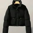 thumbnail image 3 of Women's Loose Casual Jacket Outdoor Warm Winter Short Thick Jacket with Pockets, 3 of 5