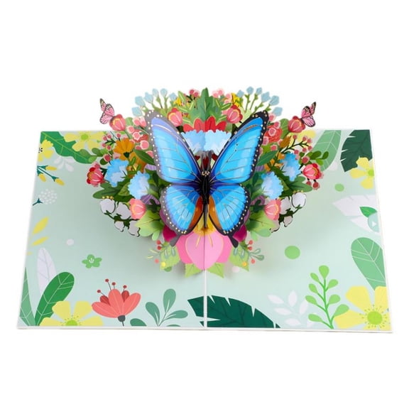 3D Bouquet Butterflys Pop Up Mothers Day Card, Teacher Appreciation Card, Handmade Flowers Box Greeting Cards with Note and Envelope for New Year Anniversary F