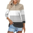thumbnail image 2 of Ayolanni Womens Tops Trendy Long Sleeve Yellow Striped Pullover Collared Polos Womens Blouses M, 2 of 5