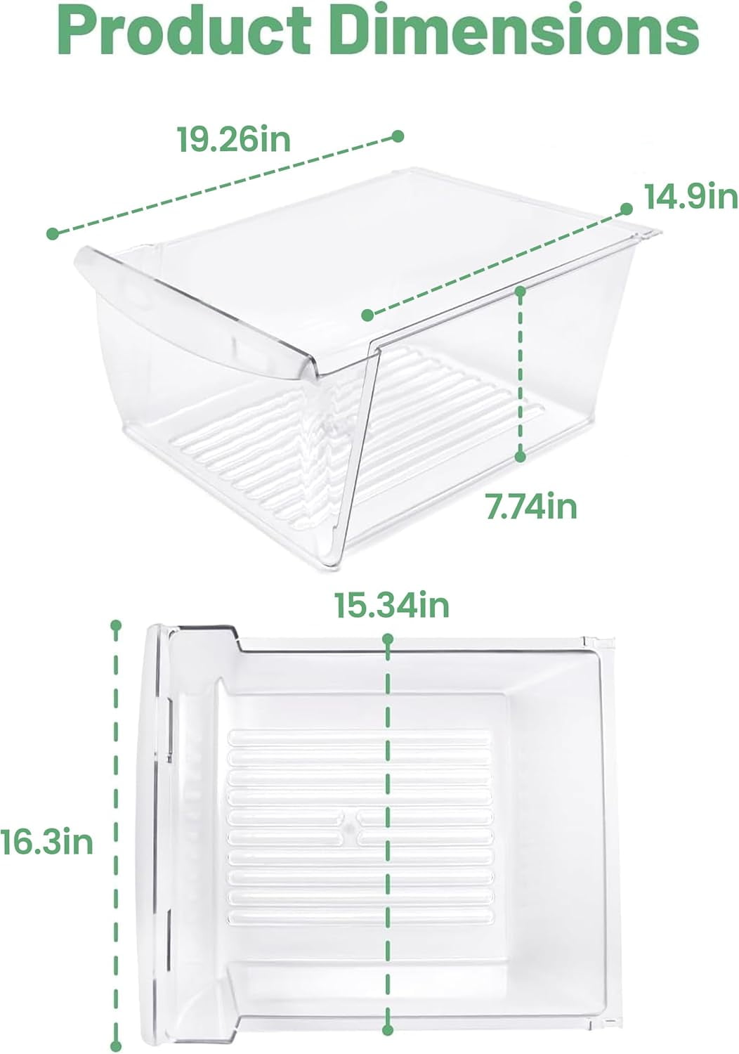 ‎240351061 Upper Crisper Pan Compatible with Frigidaire Refrigerator Freezer Crisper Drawer Replacement for 240351005 240351062 Plastic (PC) Clear