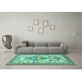 thumbnail image 3 of Ahgly Company Machine Washable Indoor Square Animal Turquoise Blue Traditional Area Rugs, 6' Square, 3 of 4