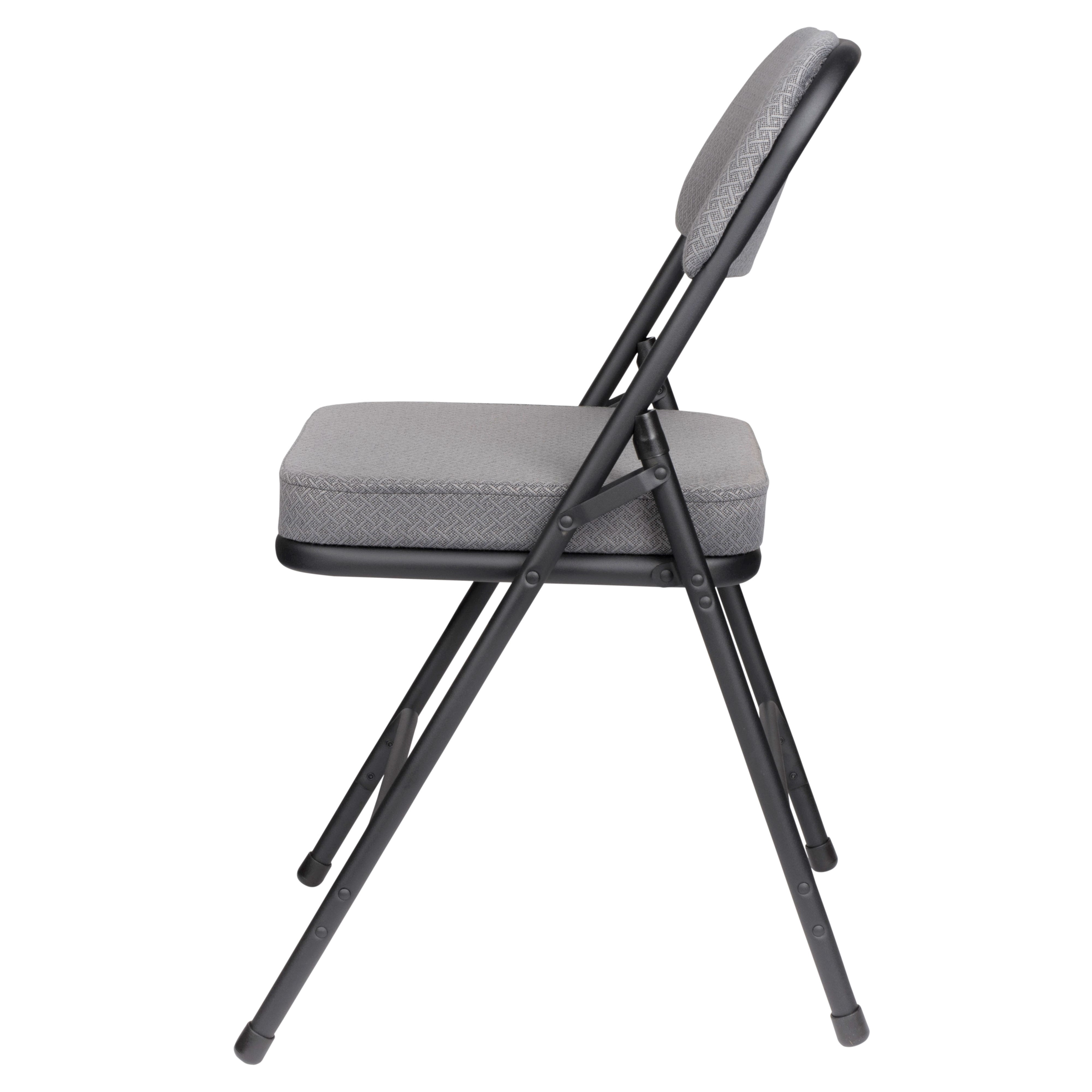 Hampden Furnishings Bernadine Collection Deluxe Fabric Padded Folding Chair, Charcoal Grey, Pack of 2