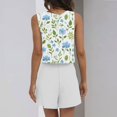 thumbnail image 4 of WTOBBY Women's Summer Floral Print Two Piece Outfit Sleeveless Square Neck Cropped Top and High Waist Shorts Set with Pockets Bodysuit Style for Casual Fashion ,Green L, 4 of 5