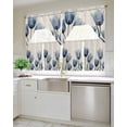 thumbnail image 4 of Spring Floral Swag Valance and Tier Curtains 24'' Length Set, Blue Tulip Summer Botanical Rustic Light Filtering Kitchen Curtains, Tier Curtain Valances for Bathroom/Living Room/Bedroom/Café, 4 of 6