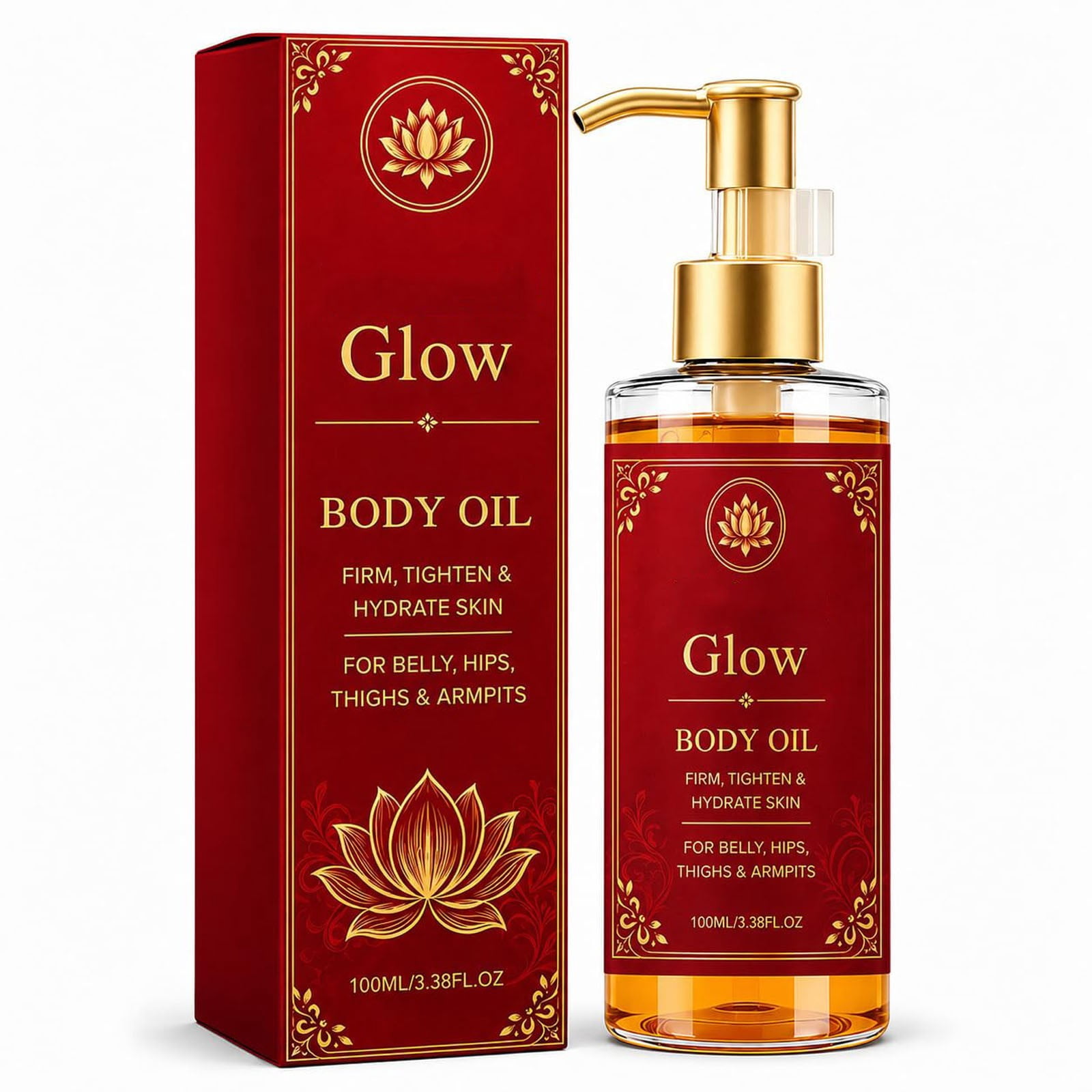 Ikzee Body Shimmer Oil, Liquid Highlighter Gold Shimmer Body Oil