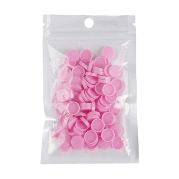 100 vasos de pegamento para extensiones de pestañas, soporte para pegamento. Rosa