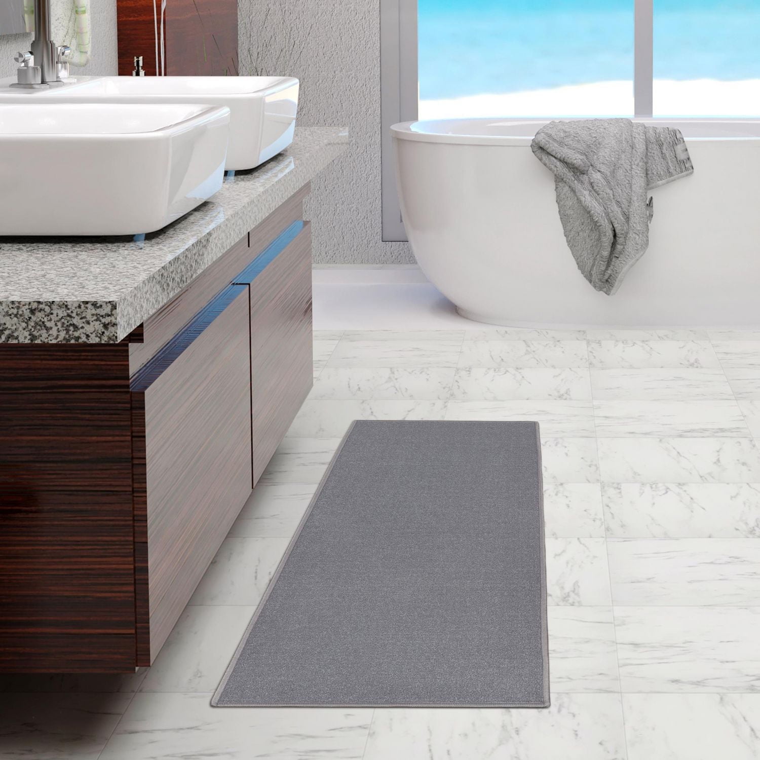 Tapis de couloir à motif de solide à sous-couche en caoutchouc de la collection Ottohome