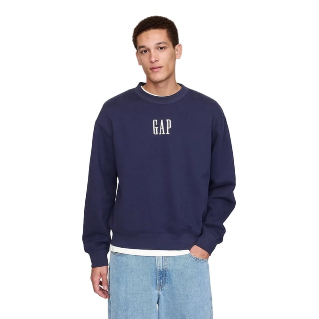 Sudadera con Logo GAP y Cuello Redondo de Polar Azul Marino Talla S