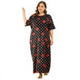 thumbnail image 2 of Women's Plus Size Nightgown Sleepwear Short Sleeve Sleep Pajamas Dress Floral Print Round Neck Nightwear Loungewear, 2 of 8