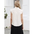 thumbnail image 3 of DARING DIVA Women's Cute Floral Tops Ruffle Cap Sleeve Button Down Dressy Shirts S White, 3 of 6