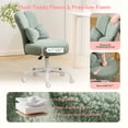 thumbnail image 4 of Ktaxon Teddy Fleece Office Chair, Rabbit Ear Vanity Chair with Adjustable Height, 360-Degree Swivel and Casters, Green, 4 of 10