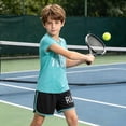 thumbnail image 3 of Kids Sport Outfit Sets Unisex Boys and Girl 2 Piece Shirts Suits Short Sleeve T Shirts and Elastic Shorts Children's Sportwears Set Home Casual Outfit Lightweight, Breathable Quick-Drying, 3 of 7