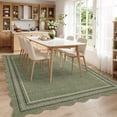 thumbnail image 3 of 6*9FT Washable Area Rugs 6x9 Scalloped Green Rug Non Slip Living Room Rug Soft Rugs for Bedroom Low Pile Stain Resistant Carpet for Nursery Dining Room Playroom, Green Green, 3 of 9