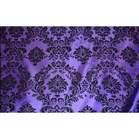 Velvet Taffeta - 15 Yards Purple Black Flocking Damask Taffeta Velvet Fabric 58