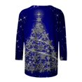 thumbnail image 4 of CHOK Chemises à Manches 3/4 pour Femmes, Col Rond Décontracté, Imprimé, Chandail d'Été Tendance, Blouses Douces et Confortables, Jaune P, 4 of 5