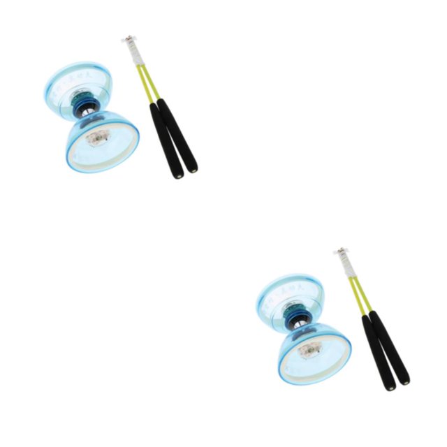 Soidarity Diábolo de luces de triple rodamiento con cuerda de palos duraderos y llamativos Azul 13 cm 2piezas