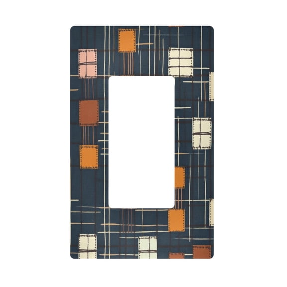 Yayeee Rocker Switch Wall Plate 1-Gang 4.6"x2.9" Home Decorative Outlet Cover, Orange Checkered Pattern