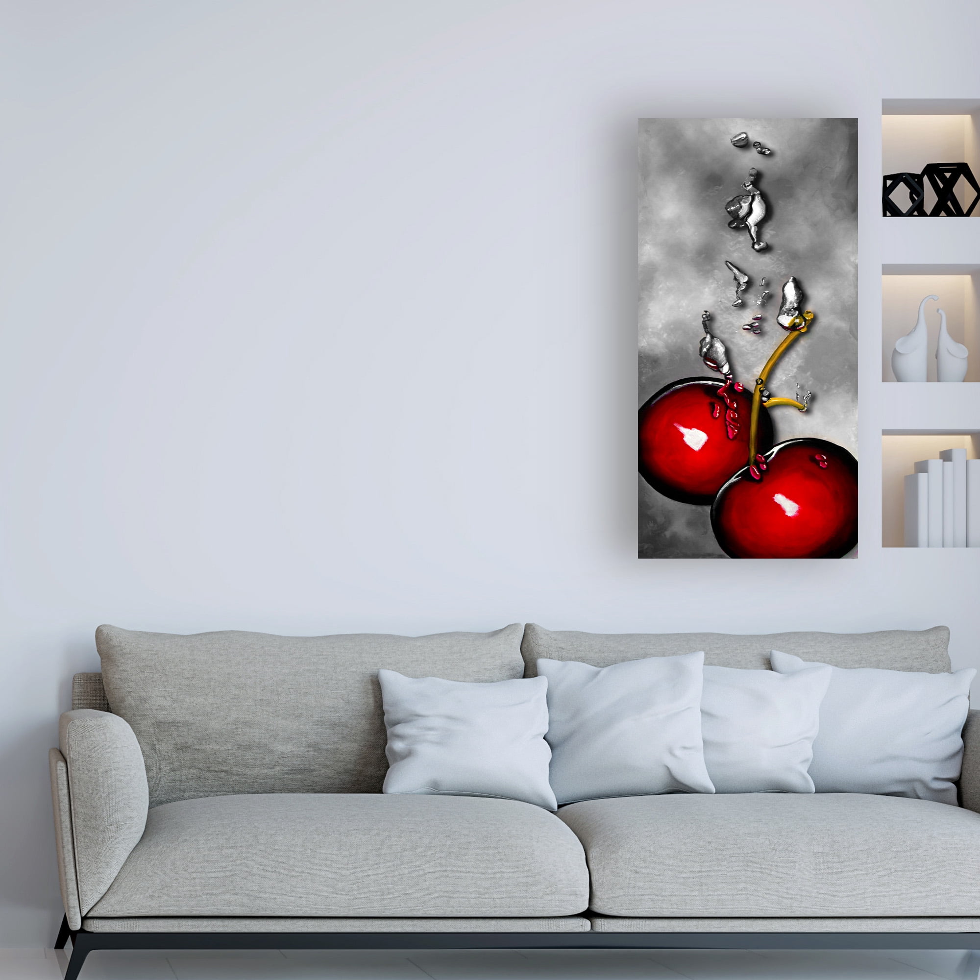 Trademark Fine Art 'Cherry Splash over Marble' Canvas Art by Roderick Stevens