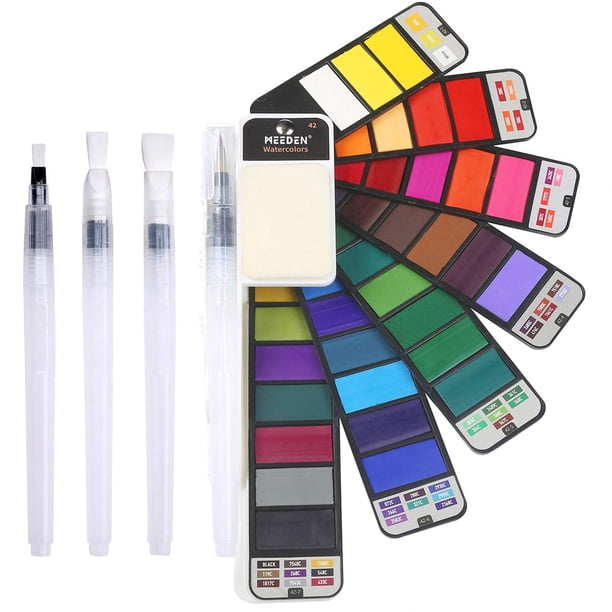 Set de pinturas de acuarela MEEDEN Travel Portable, 42 colores con pinceles