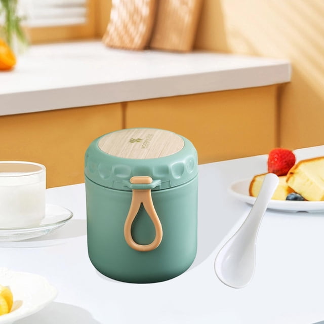 Recipiente aislante para sopa con tapa para adultos y niños, a prueba de fugas, de boca ancha, 400 ml, ideal para exteriores, escuela, picnic, oficina, viajes. Verde