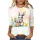 thumbnail image 3 of TaTaai Women Loose Casual Pullover Tee Easter Print Crew Neck 3/4 Sleeve Stylish Top Ladies Spring Holiday Gathering Wear Soft Comfortable No Fading High-Rated Top Gift, 3 of 7