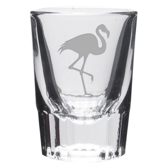 Flamingo Deep Etched Shot Glass