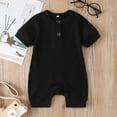 thumbnail image 2 of FAIWAD Newborn Baby Boys Girls Romper Ribbed Bodysuits Long Sleeve Button Down Loose Jumpsuit, 2 of 7