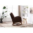 thumbnail image 3 of Rocking Chair,Mid-Century Modern Nursery Rocking Armchair ,Comfortable Fabric Rocker Padded Seat Wood Frame,Tufted Upholstered High Back Accent Chair for Home Living Room, Coffee, 3 of 7