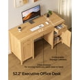 thumbnail image 2 of Joyyskill 52" Executive Desk with Storage Drawer, Farmhouse Home Office Desk with Storage Cabinet Wood Computer Writing Desk, Natural Oak, 2 of 7