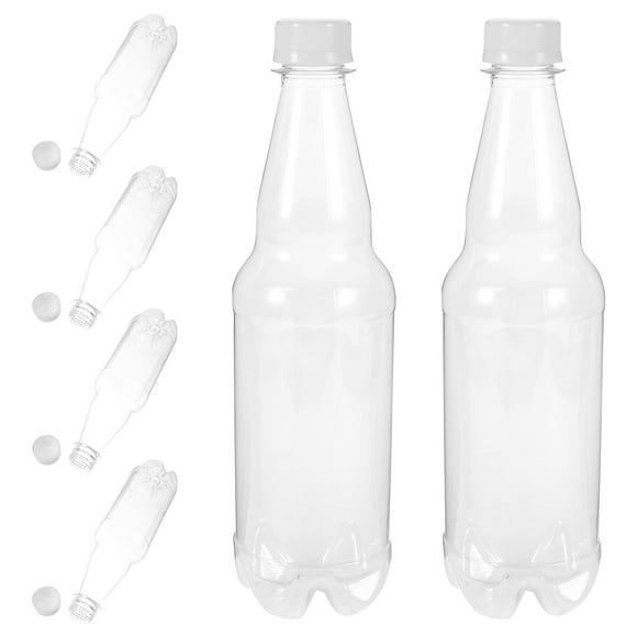 FUTUREORYY 6Pcs Juice Bottles for Beverage Containers Transparent Flat-Bottomed