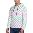 thumbnail image 3 of Honeii Colorful Checkerboard Pattern Mens Hoodies Men's Loose Sleeve Sweatshirt,Pullover Hooded Sweatshirt for Men,Essentials Hoodie-4X-Large, 3 of 7