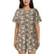 thumbnail image 1 of Balery Raccoon Conjunto de Pijama para Mujer con Estampado, Dos Piezas de Manga Corta y Shorts, Ropa de Dormir Suave con Cuello Redondo y Bolsillos-Medium, 1 of 6