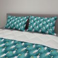 thumbnail image 2 of Exotic Comforter & Sham Bedding Set, Pelicans on Hawaiian Areca Palm Leaves Royal Fern Paradise Birds Art Deco, 3 pcs Duvet Set Microfiber Filling Quilt, 5 Sizes, Teal Turquoise White, by Ambesonne, 2 of 4
