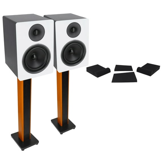 Pair Rockville APM6W 6.5" 2-Way 350 Watt USB Studio Monitors 36" Stands Pads