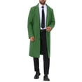 thumbnail image 2 of Abrigo de invierno Inspire Chic para hombres, abrigo de trench de solapa muesca de un solo botón, color verde-nuevo, 2 of 6