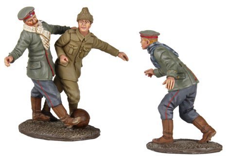 W Britain World War I "A Friendly Game" 1914 Christmas Truce Soccer Set No 1, No Man's Land 