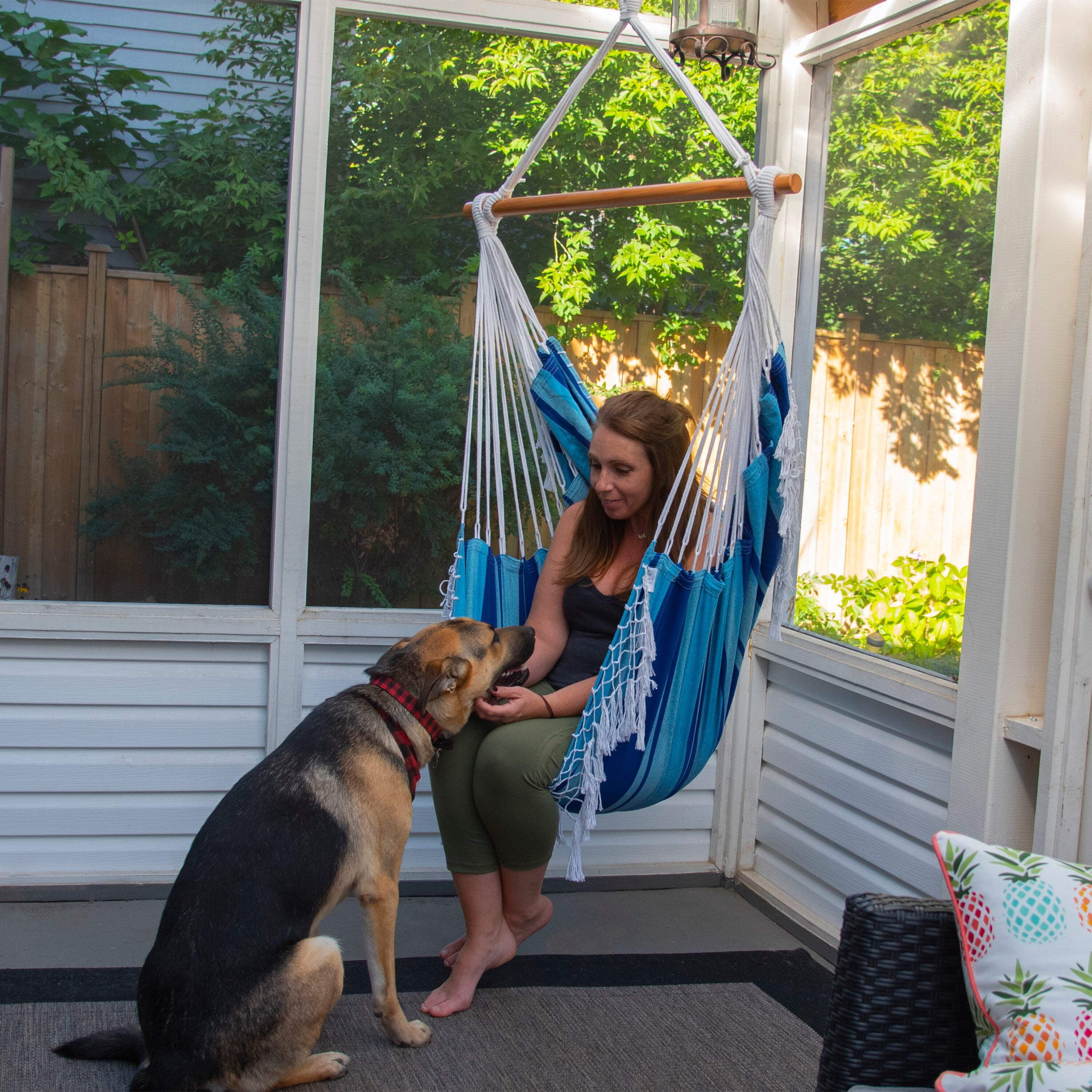 Vivere Brazilian Hanging Cotton Hammock Chair - Island Breeze