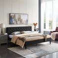 thumbnail image 2 of GDF Studio Vallarta Contemporary Fabric Upholstered Tufted Bed, Black King, 2 of 13