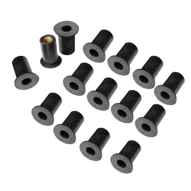 15Pcs Tuercas de pozo de goma M5 Tuercas de pozo métricas de tón Parabrisas de motocicleta Macarena M5 Tuberías de goma