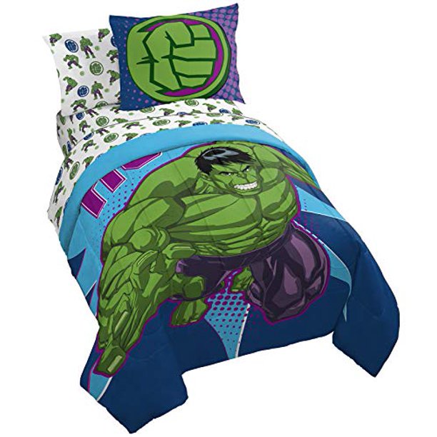 Jay Franco Marvel Hulk Banner 5 Piece Twin Bed Set Includes Comforter