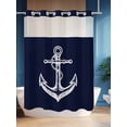 thumbnail image 4 of Coastal Anchor No Hook Shower Curtain and Liner Set Nautical Knot Dark Blue Shower Curtains with Snap-in Liner & See Through Top Window Hotel Style for Bathroom Decor 60x72 Inch, 4 of 8