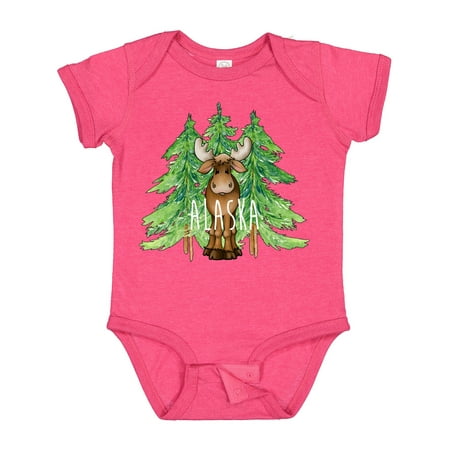 

Inktastic Alaska Moose and Trees Gift Baby Boy or Baby Girl Bodysuit