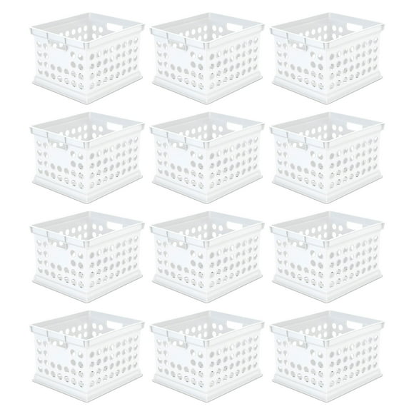 Sterilite Caisse de Rangement Empilable en Plastique, Blanc, Lot de 12