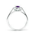 thumbnail image 2 of ANGARA Natural Princess Diana Inspired Amethyst Ring with Diamond Halo in 14K White Gold for Women (Size-6x4mm) | February Birthstone, Anniversary, Jewelry Gift for Women | Natural Amethyst Ring, 2 of 10