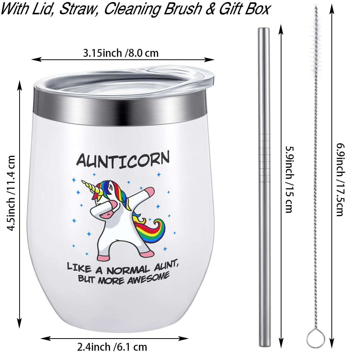 12 oz Wine Tumbler with Straw Lid and Brush Best Aunt Ever Birthday Gifts for Women Aunt Gifts from Niece Sister Great Auntie White Nephew Funny Aunticorn Coffee Mug Sister in Law 12 oz Wine Tumbler with Straw Lid and Brush Best Aunt Ever Birthday Gifts for Women Aunt Gifts from Niece Sister Great Auntie White Nephew Funny Aunticorn Coffee Mug Sister in Law