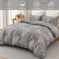 thumbnail image 4 of Gray Duvet Cover Queen, 3 Pieces Branch Botanical Pattern Duvet Cover Set with, 4 of 7