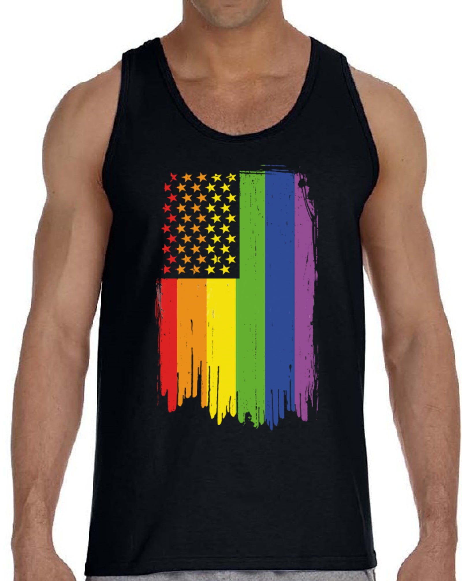 Gay Pride Flag Neon Color LGBT Tank Top for Men S M L XL 2XL Graphic