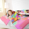 thumbnail image 3 of Castle Fairy Cute Black Girl Full Size Comforter Sets 3-Piece,Abstract Rainbow Bow Print Bedding Comforter Set,Green Yellow Pink,1 Comforter and 2 Pillowcases, 3 of 6