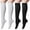 D-Black and White, variant on Loritta 4 Pairs Womens Knee High Socks, Casual Solid Knit Knee Thigh High Stockings, Black